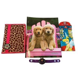 Lot Of 4 School Supplies Folder Journal Pencils Light Up Bracelet